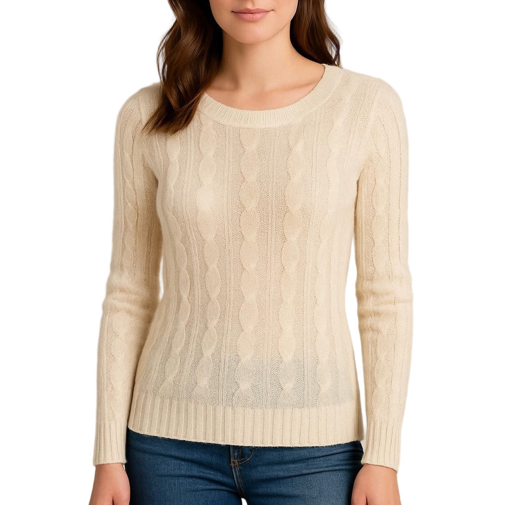 J. Crew Cream Cable Knit Cashmere Sweater XXS